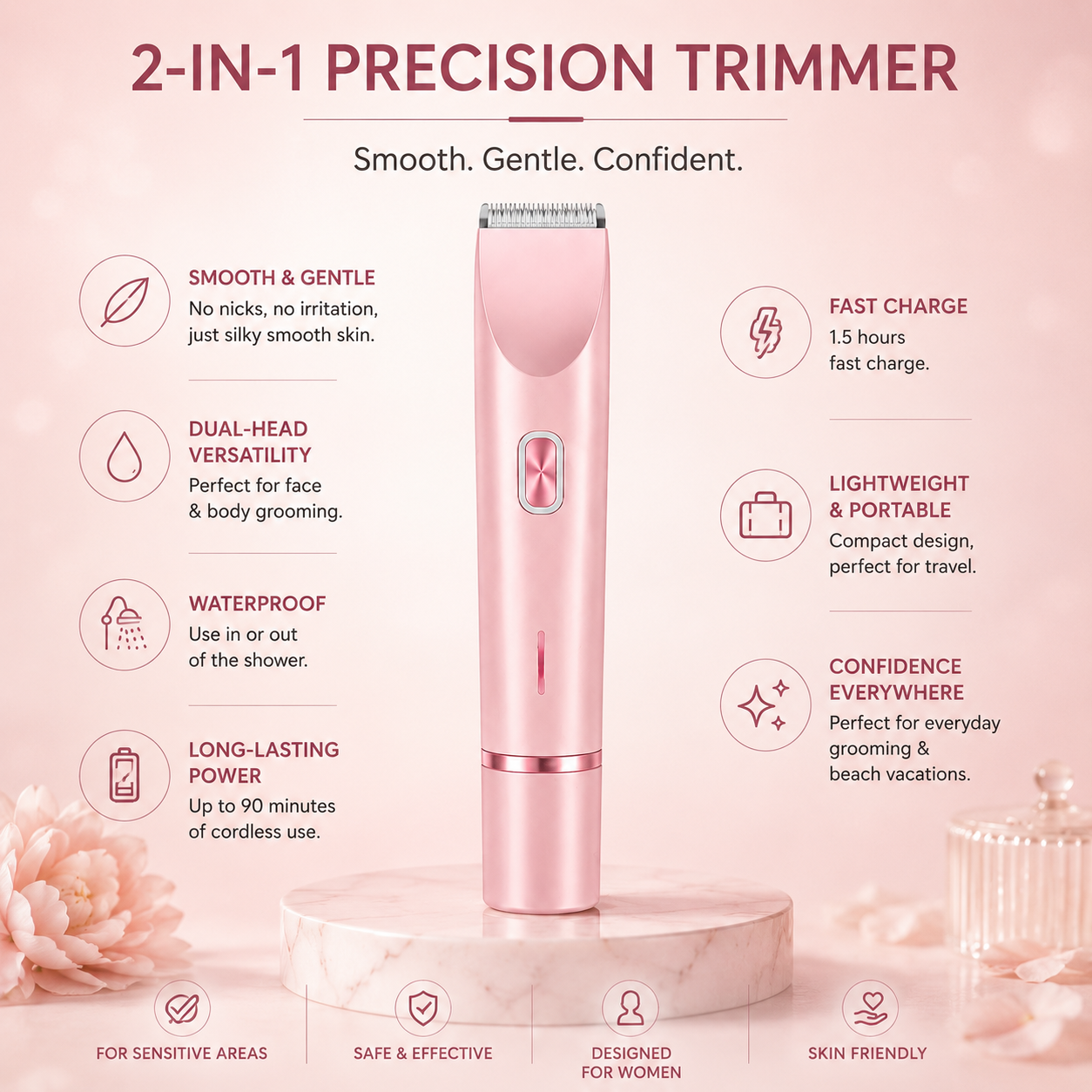 Womens Shaver Dual-Head Trimmer for Women
