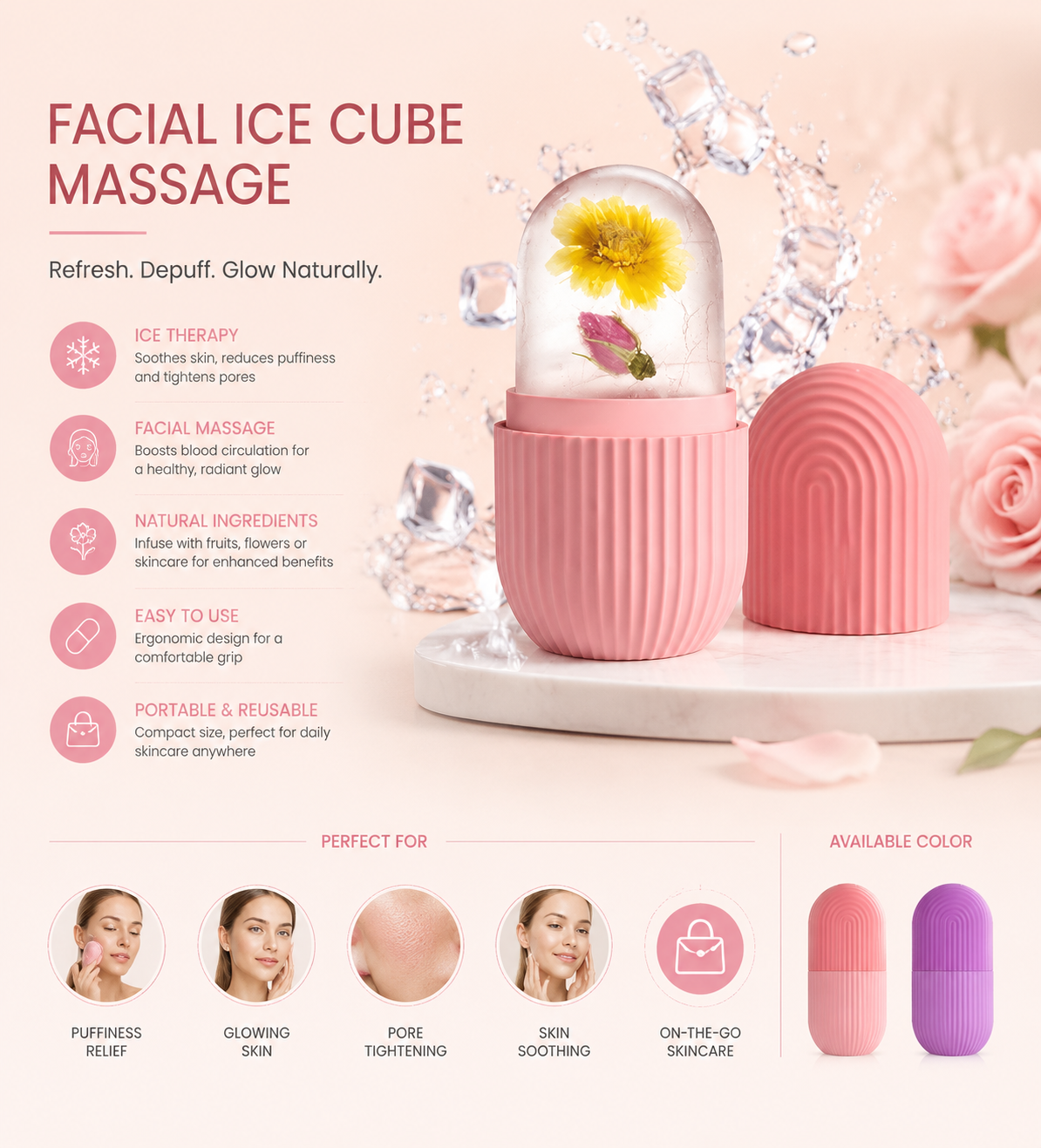 Ice Cube Roller Massager for Face, Eyes and Neck